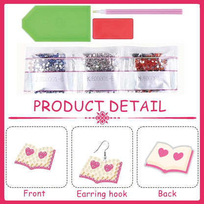 beinkmake 12Pairs Diamond Painted Earrings Making Kit Book Pattern Diamond Art Earring Set Reading 5D DIY Acrylic Diamond Earrings Gifts for Book Lovers Adults Craft Party Festival
