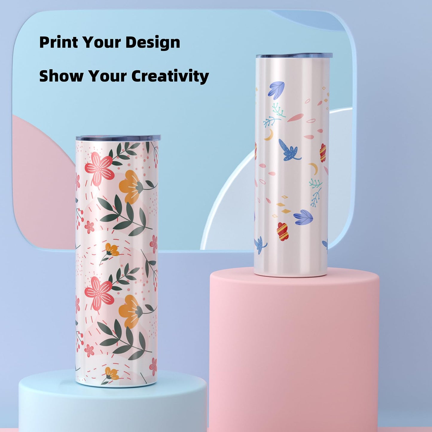 MURRICON Sublimation Tumblers 20 oz Skinny Straight,Stainless Steel Sublimation Blanks Skinny Tumbler,Double Wall Vacuum Insulated Tumblers,with lid and straw,10 Pack