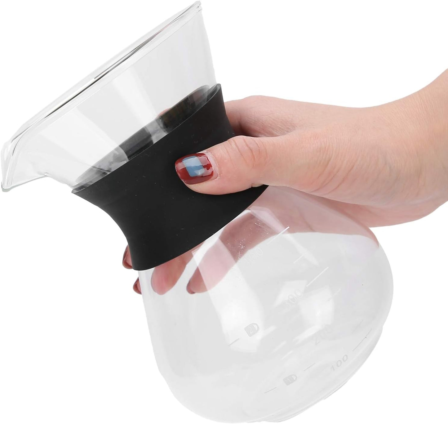 Fdit Reusable Glass Coffee Pot with Stainless Steel Filter, Manual Drip Coffee Maker Set (400ml)