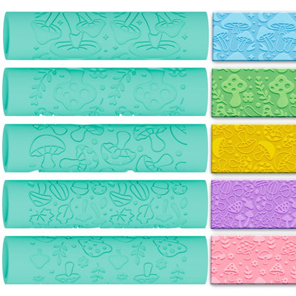 ACRNIGHEET 5 Pcs Polymer Clay Texture Roller, Mushroom Themed Embossing Rollers Pottery Stamp, Like Texture Sheets Work with Polymer Clay Cutters, Clays Jewelry Making Kit with Storage Box