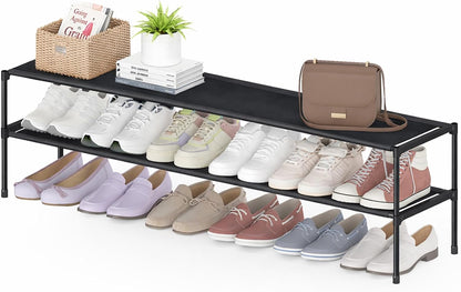 2 Closet, 18-21 48.5"x12.1"x17.8" HITHIM Tier Long Shoe Rack for Screw Fastened Plastic Connector Shoe Storage