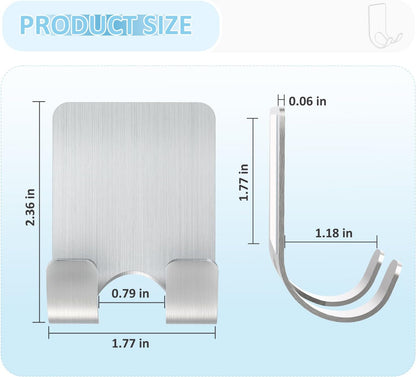 VIS'V Shower Wall Razor Holder - Metal Adhesive Razor Hooks for His and Hers, Waterproof, Silver, 2 Pcs