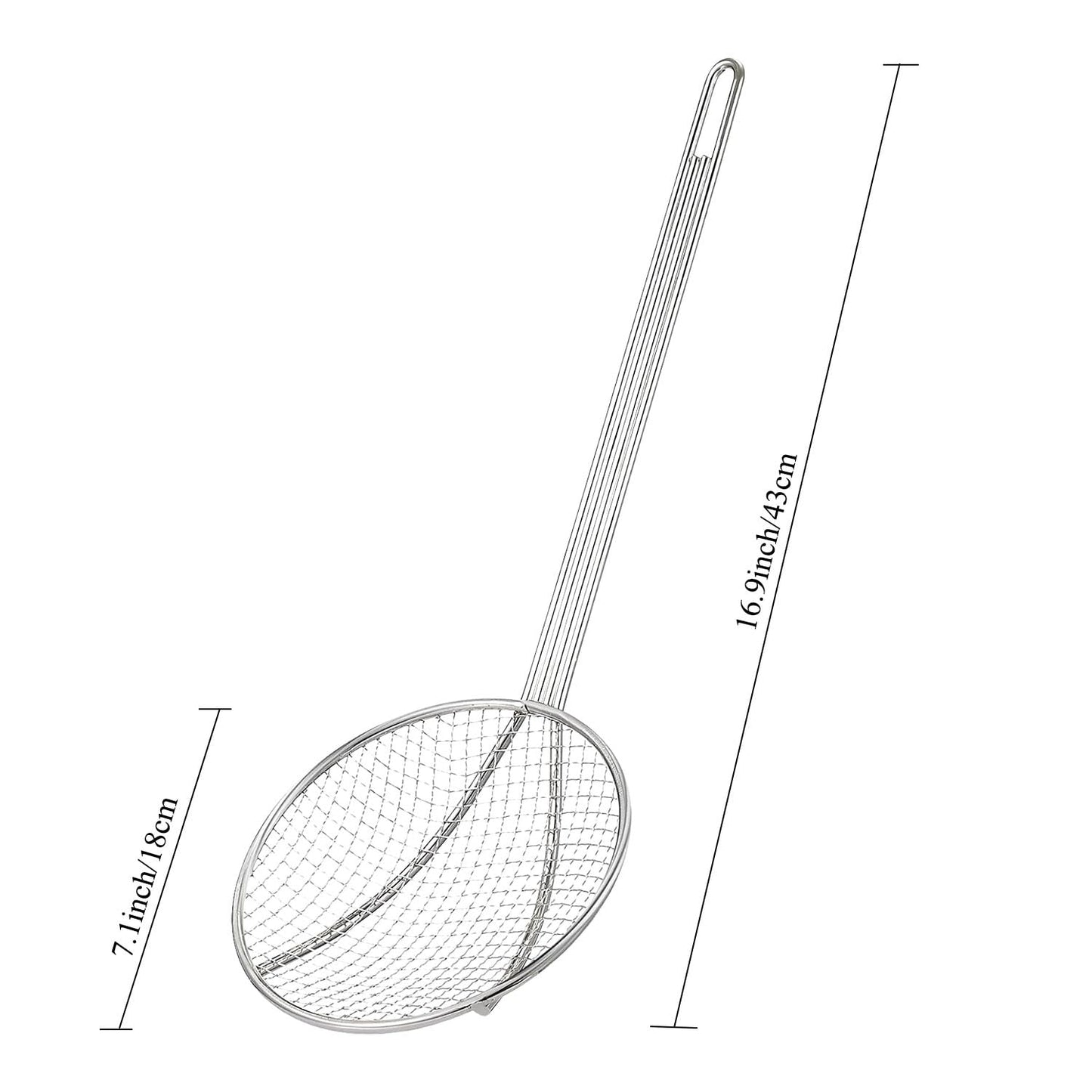 2PCS Fryer Scoop Skimmer Spoon Strainer Spoon Kitchen Spider Frying Spoon Strainer and Utensil for Deep Fryer with Basket, Deep Fryer Cooking, Wok Fry Ladle Spoons with Handle, Asian Spatula Utensils
