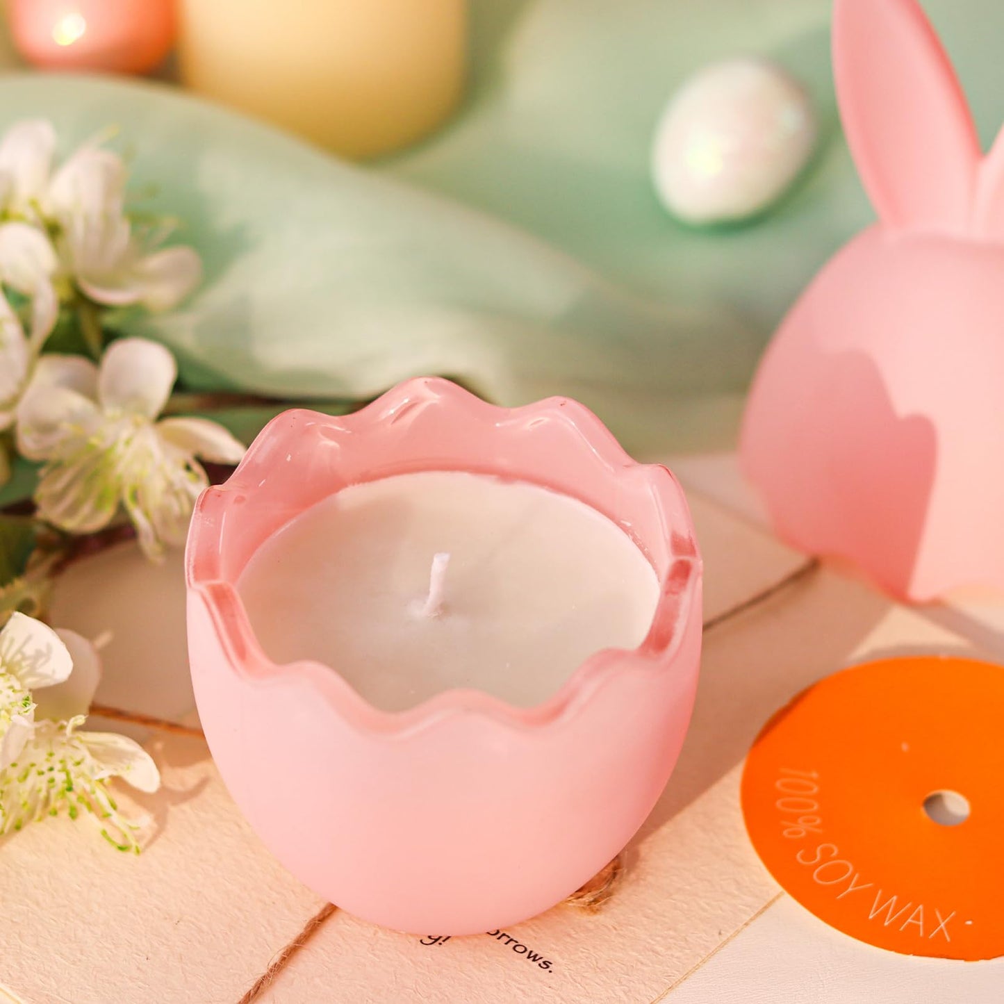 Spring Candle Decoration for Table Centerpieces, Bunny Lavender Scented Candle, Spring Home Decor, Indoor Easter Gift for Women