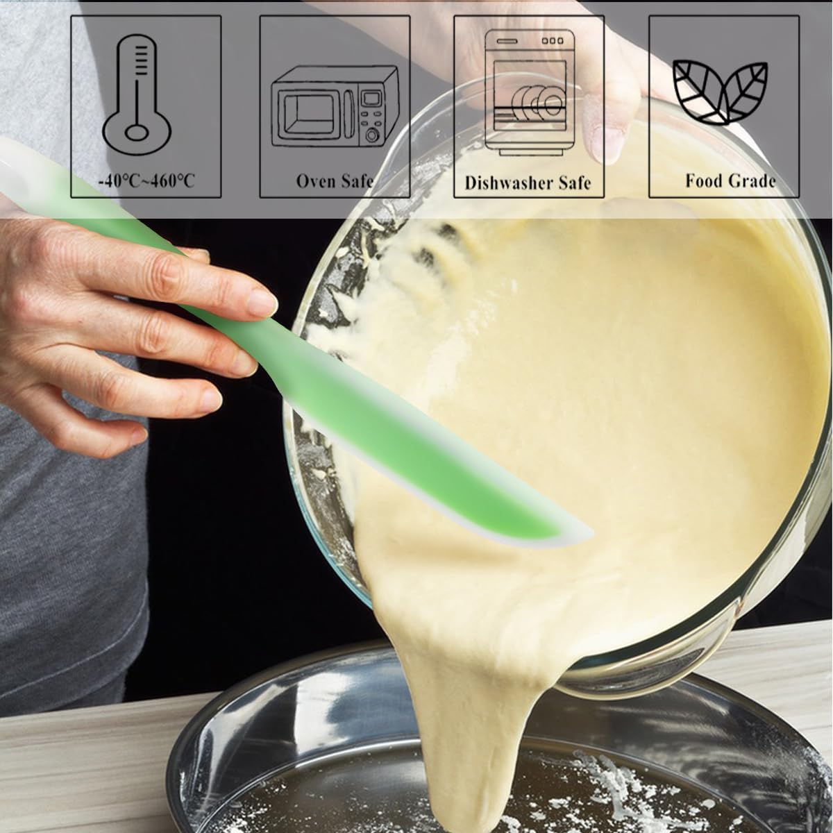 Nonstick Silicone Knife Shaped Flexible Kitchen Spatula Scraper Turner - Green