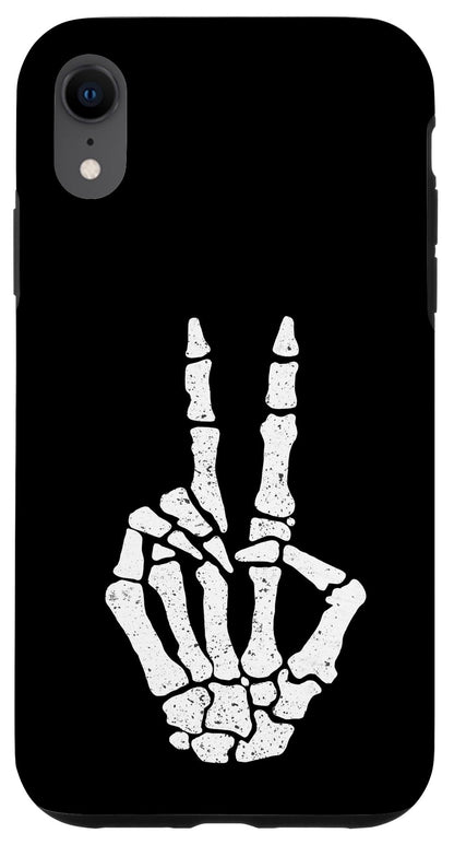 Halloween Skeleton Hand Peace Sign Funny Costume Case for iPhone XR
