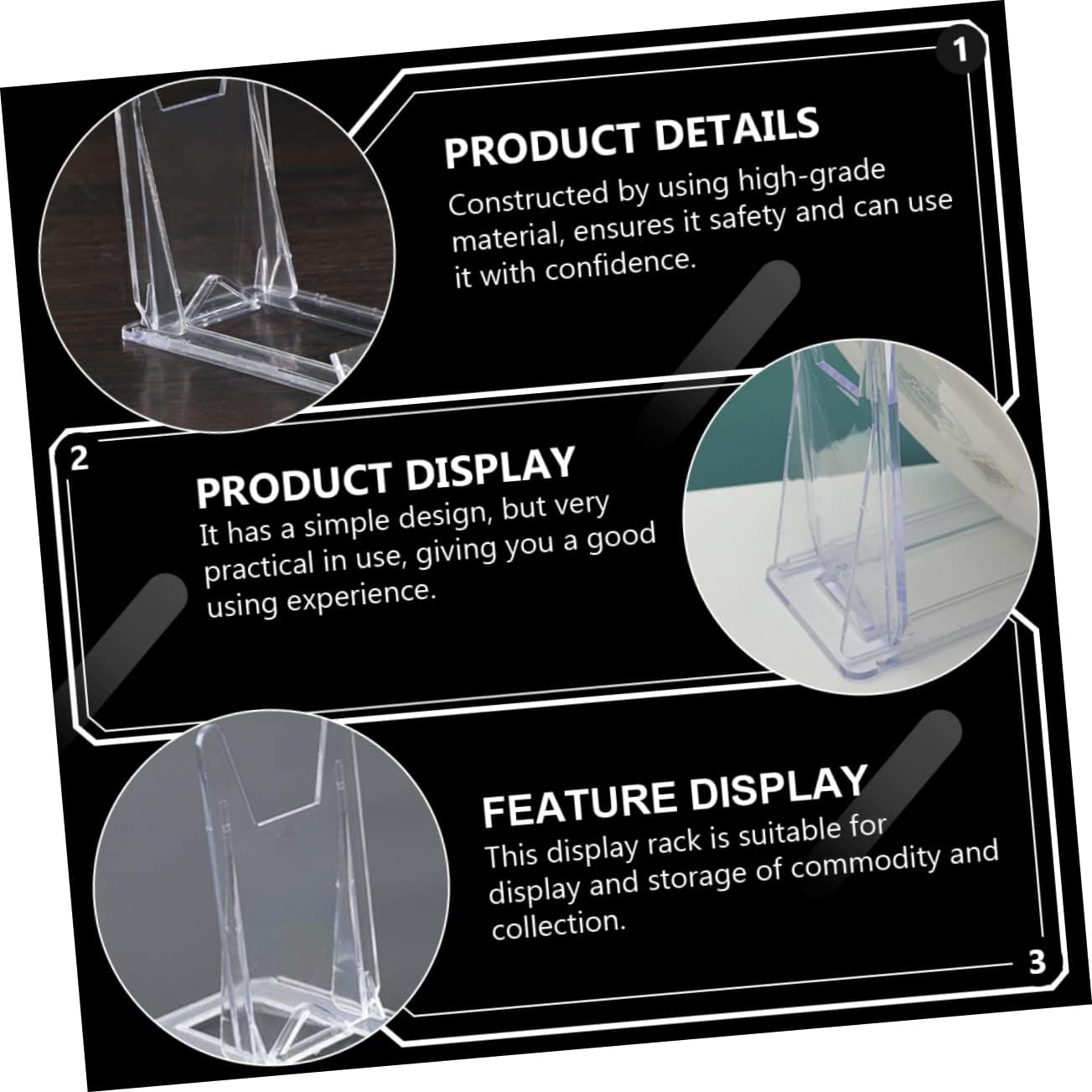 BESTOYARD 8pcs Transparent Bowl Display Easel Rack, Metal Bracket Photo Holder, Decorative Plate Stand, Storage Table