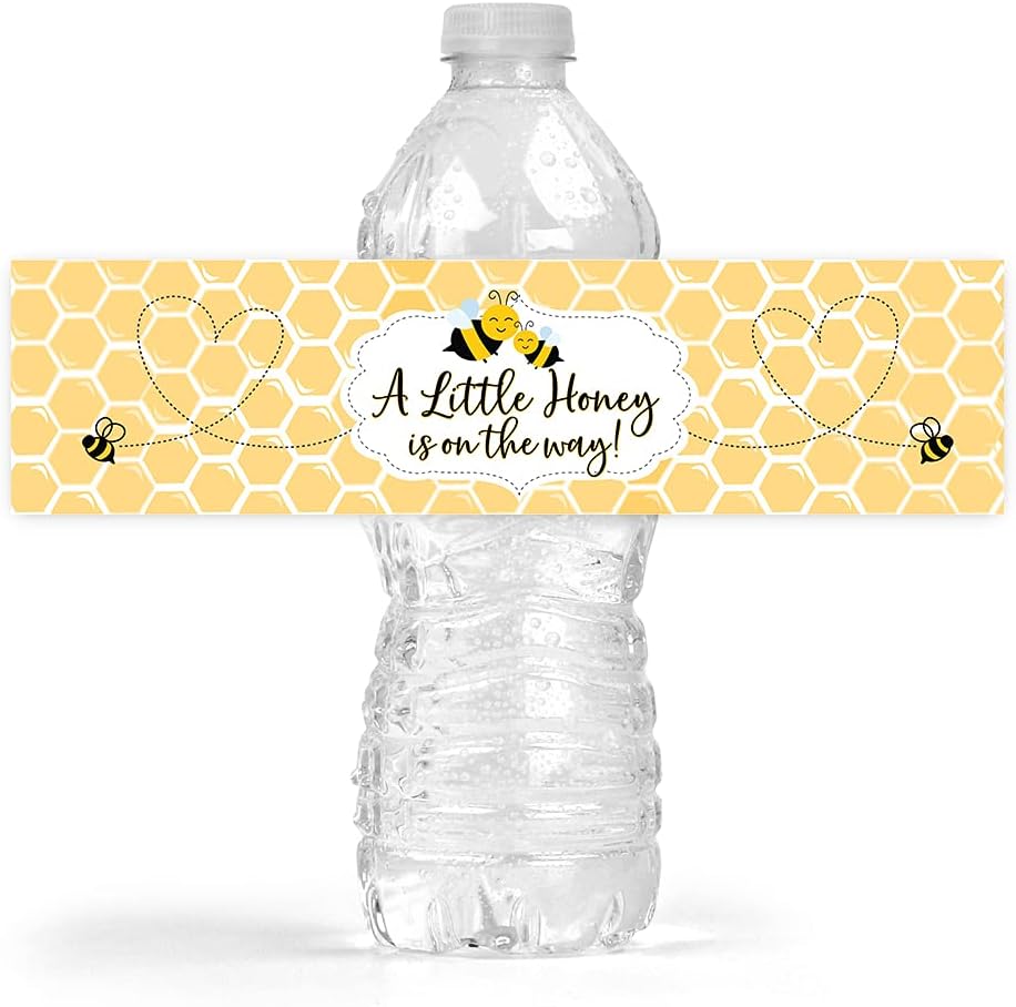 25 Your Main Event Prints Mom to Bee Baby Shower Bottle Wraps - Yellow Neutral Water Bottle Labels - Perfect Decoration