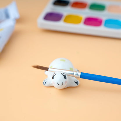 Turtle Design Ceramic Paint Palette with Water Bowl Brush Holder & Reusable Environmental Friendly Tray for Ceramic for Workspace Decor and Outdoor Sketching ，Gifts for Painting Lovers