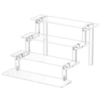 WINKINE Perfume Stand Organizer, Acrylic Riser Display Shelf, Clear Stand Compatible with Funko POP Figures, 4 Tiered Display Riser for Cologne, Acrylic Cupcake Organizer