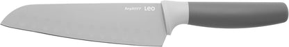 Berghoff LEO Non-stick Stainless Steel Wide Blade Santoku Knife, 6.75" Grey PP Fitted Protective Sleeve Soft-touch PP