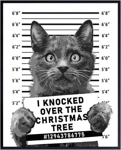 Cat Christmas Tree | Cute Holiday Wall Art Poster for Cat Lovers | Humorous 8x10 Unframed Decor