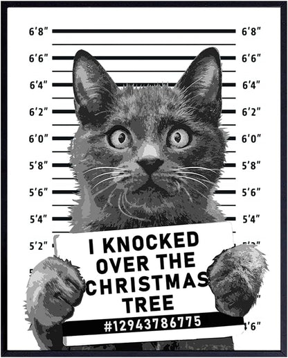 Skiennix Cat Christmas Tree Wall Art | Cute Holiday Decoration for Cat Lovers | 8x10 Unframed Print