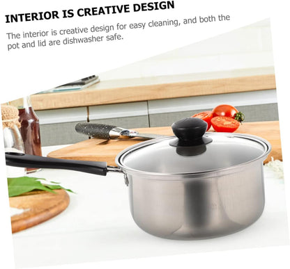 1 Set Stainless Steel Saucepan with Glass Strainer Lid, Induction Pot, Sauce Pot