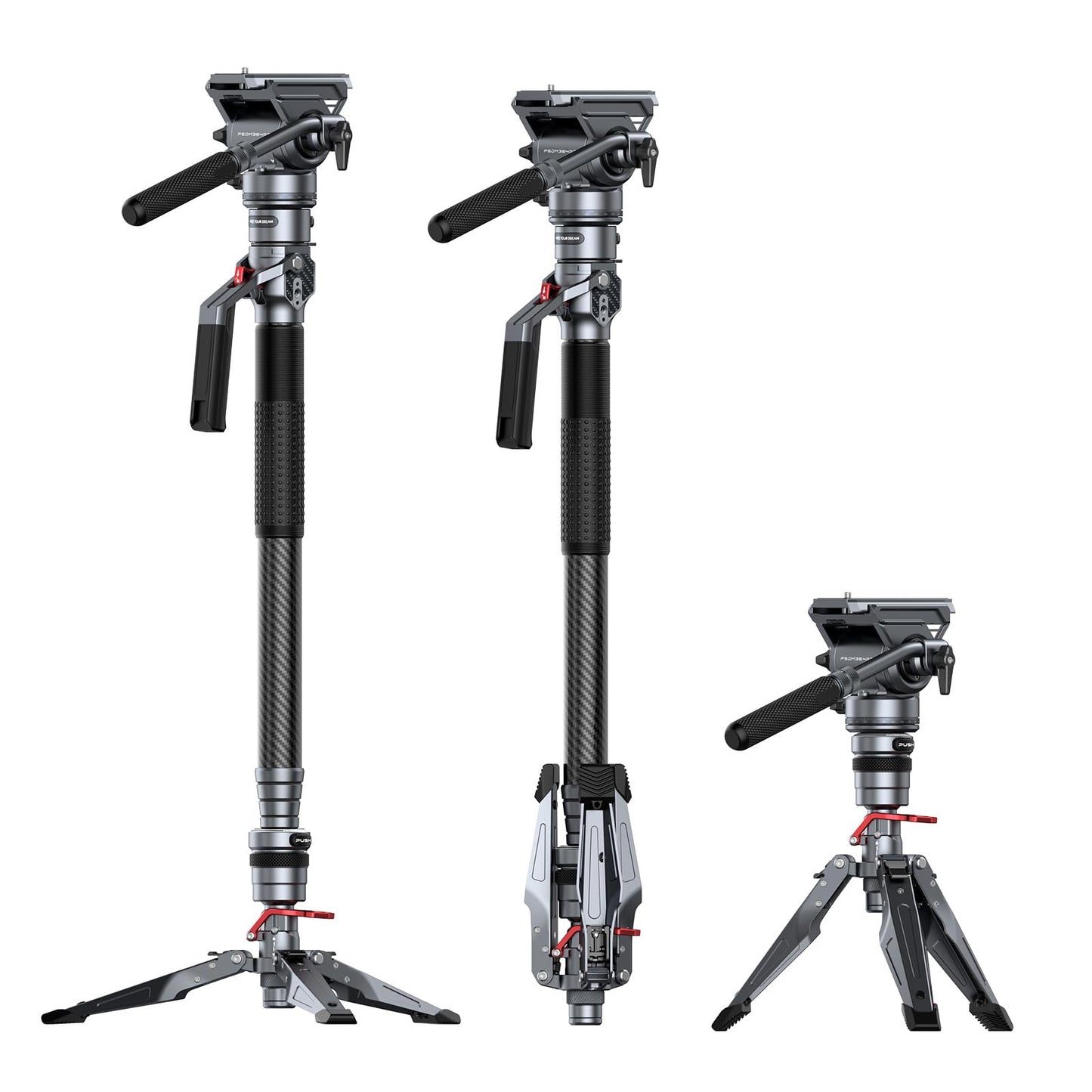 SmallRig 175cm / 68.9" Carbon Fiber Video Monopod for Camera, Compact Camera Monopod with One-Button Lift & Lock, Max. 5kg Playload Fluid Head Fits for DJI RS and for MFT 501L