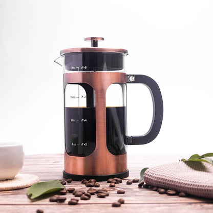 ADAMITA French Press Coffee Maker, 8 cups 34 oz 304 Stainless Steel with 4 Filter Screens, Easy Clean Borosilicate