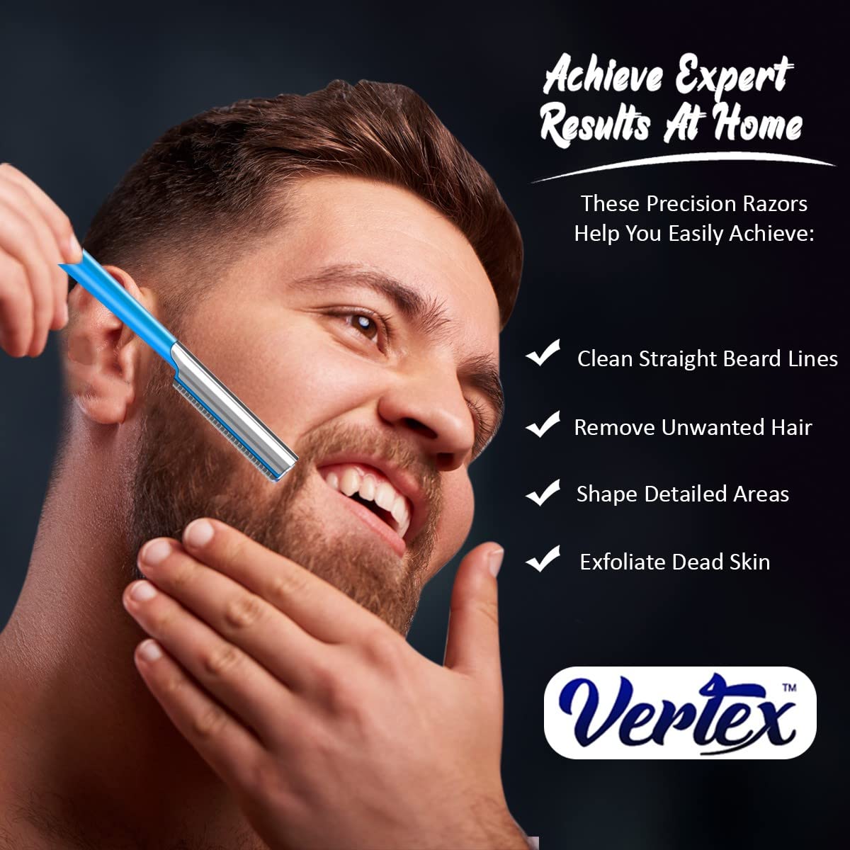 Mens Travel Shaver Razor With Case Mens Beard Shaping Tool Mustache Beards Trimmer Straight Edgers Shave Home Goatee Shaper | Straight Mustaches Edger Angles Disposable Razors Stainless Steel Blade Straightener