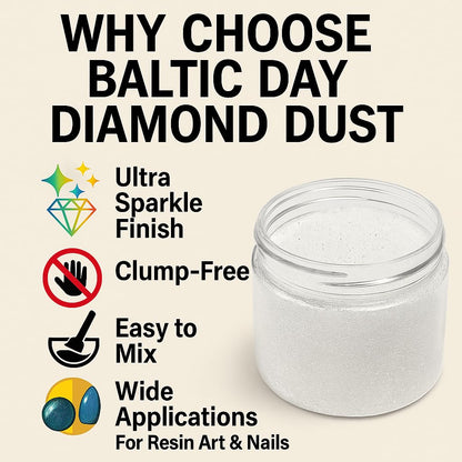 BALTIC DAY Diamond Dust – 6 Color Luxury Glitter Set for Epoxy Resin – Ultra Sparkle Mica Powder for Crafts, Tumblers, Jewelry & Art – Brilliant Crystal Shimmer Pigments