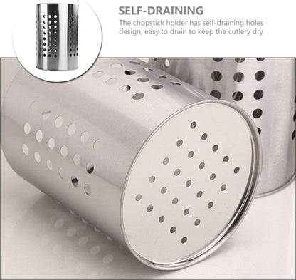 Stainless Steel Cutlery Bucket, Tabletop Utensil Holder for Kitchen, Chopstick Stand Case, Drain Rack Accessories