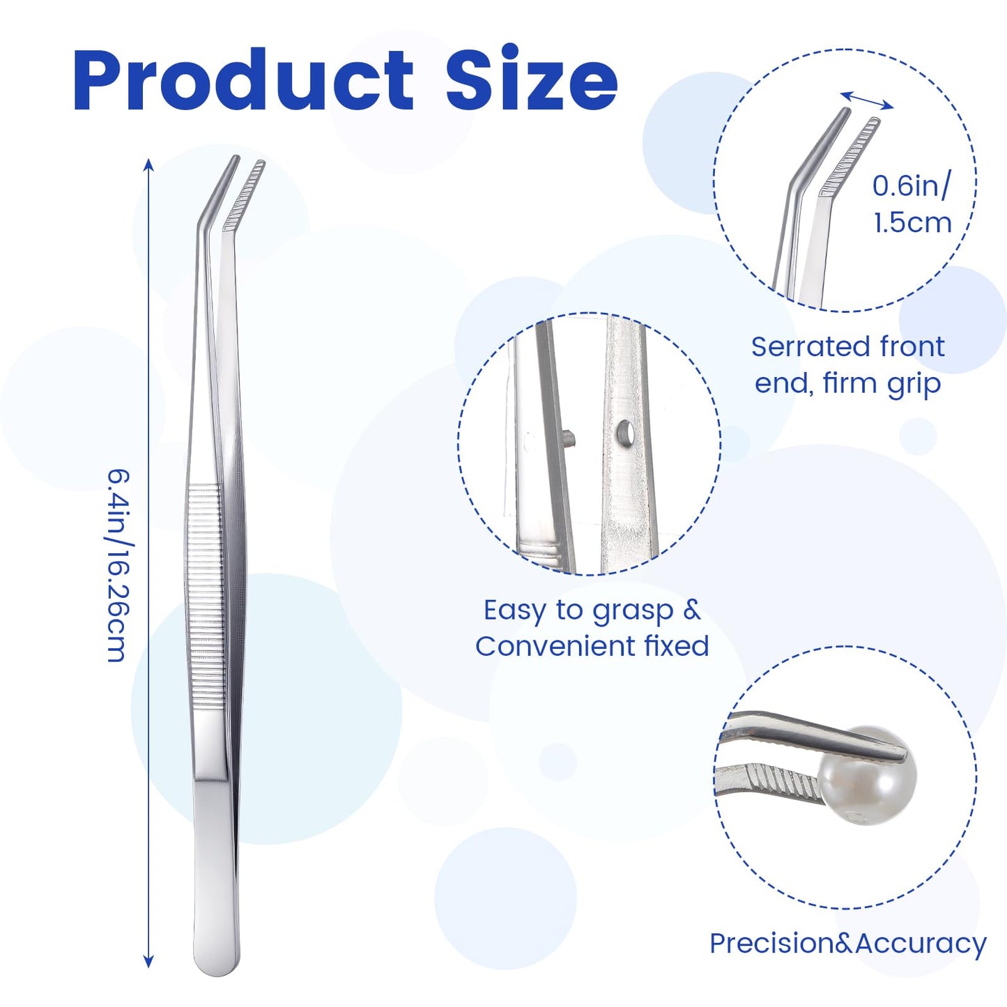 30 Pcs Stainless Steel Tweezers, Curved Serrated Tip Multipurpose Forceps, Crafting Sewing Machine Tweezers Bulk, Silver