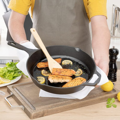 Met Lux Round Black Cast Iron 12" Fry Pan - Pre-seasoned - 1 count box