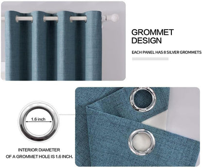 MIULEE Blackout Curtains - 100% Thermal Insulated Linen Texture Drapes | Dusty Blue, 52x84 Inch (2 Panels)
