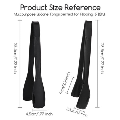 SOLEADER 11 Inch Silicone Tongs for Cooking Heat Resistant, Lightweight Non-Scratch Stainless Steel, Kitchen & BBQ Tools with Silicone Tips for Flipping Fish, Steak, Toast & Bread (2-Pack)