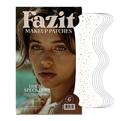 Fazit Gold Speckles - Glitter Freckle Makeup Patches - Shimmering Faux Freckles & Body Glitter - Waterproof, Long-Lasting Instant Glamour for Festivals & Parties - 6 Temporary Makeup Patches Per Pack