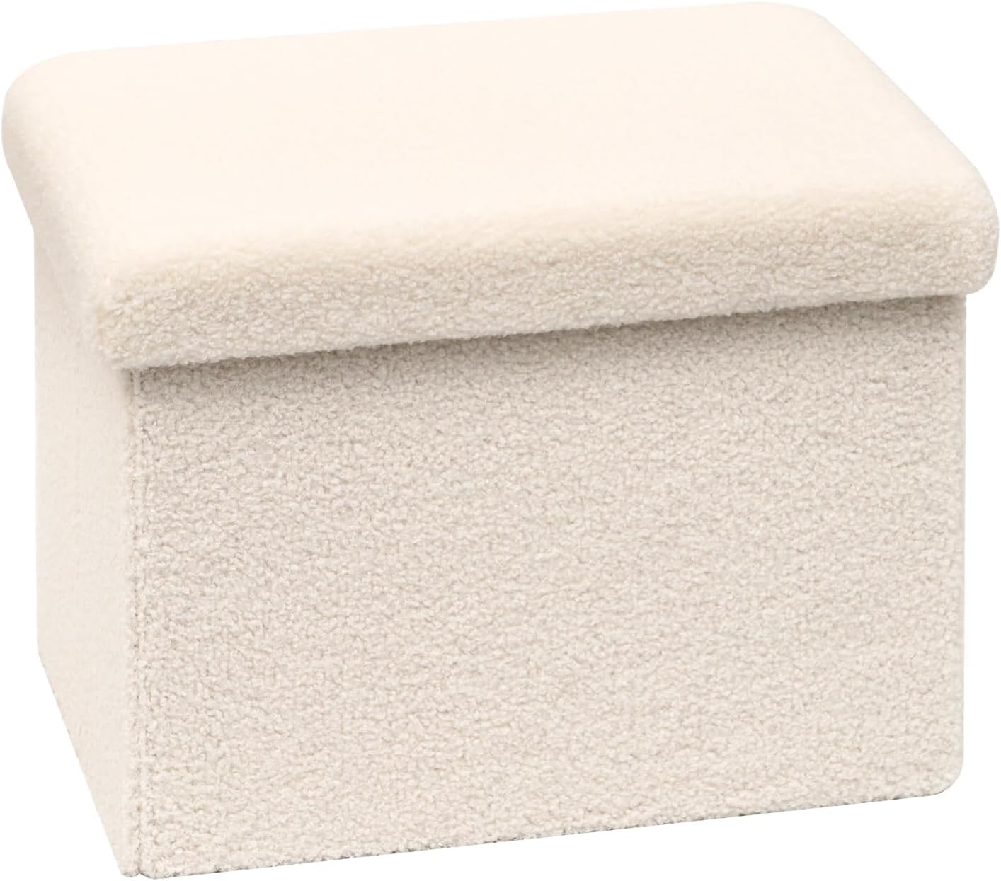 16.5"x12.6"x12.6" PINPLUS Storage Ottoman Cube Ottoman Foot Rest,Small Foldable Portable Boucle Upholstered Sherpa