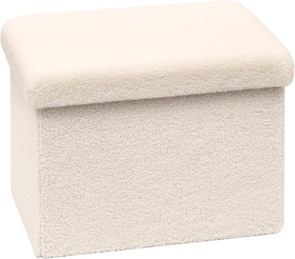 16.5"x12.6"x12.6" PINPLUS Storage Ottoman Cube Ottoman Foot Rest,Small Foldable Portable Boucle Upholstered Sherpa