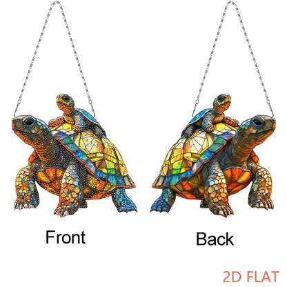 C'eitura DIY Diamond Painting Turtle Suncatcher Kit - Stained Glass Style Crystal Art Hanging Pendant for Home Window Decor, Arts and Crafts Gift for Women, Teens