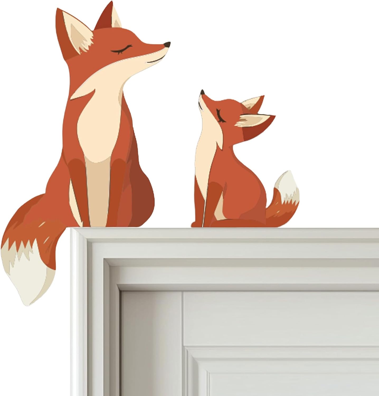 2 8 inches ZEARPT Cute Wooden Foxes Door Topper Home Frame Decor Little Fox Door Corner Thanksgiving Gift for Mom/Dad