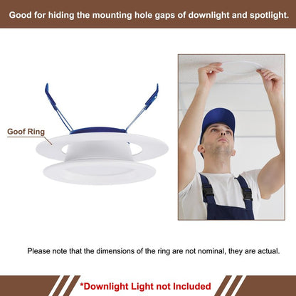 Awclub Goof Trim Ring, 4 Pack 4-Inch x 5.5-Inch (ID x OD) for Recessed Can Downlights for Ceiling Light Fixtures, Matte White, Steel Construction (for 5 Inch Recessed Lights)