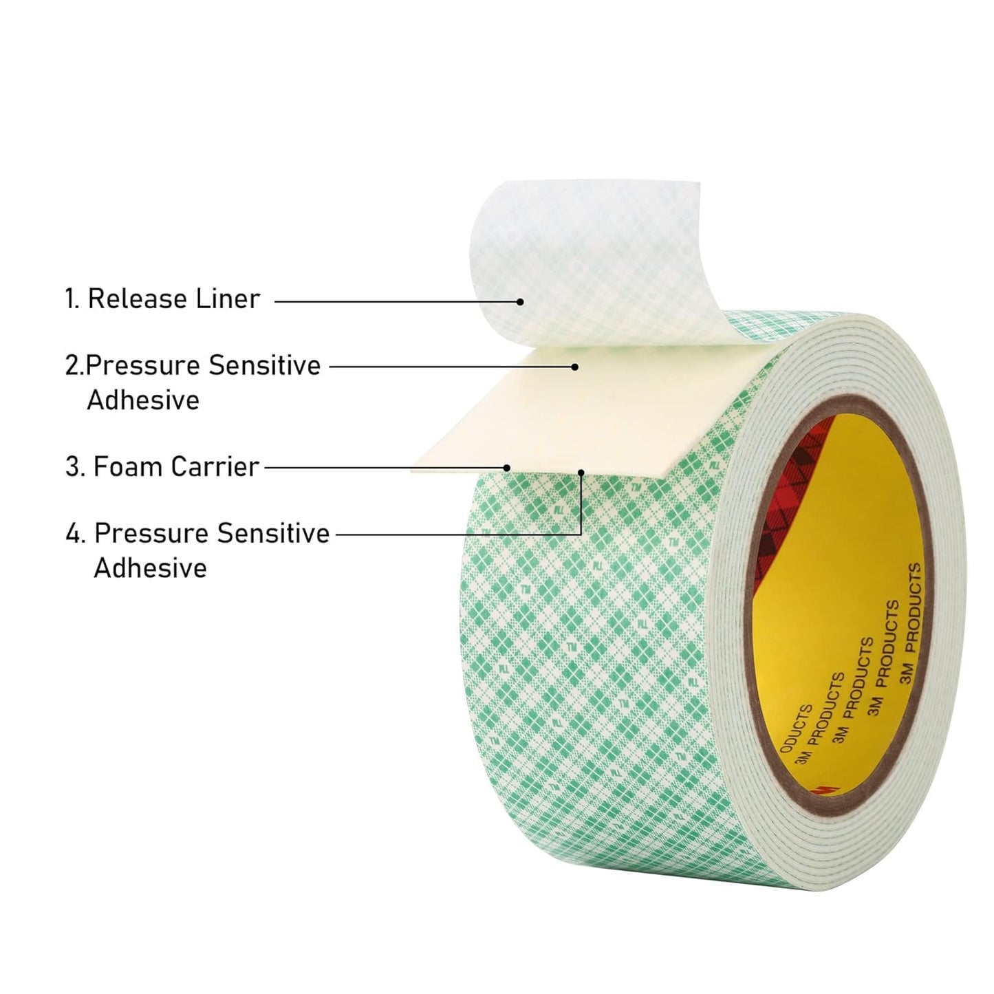 3M Double Sided Foam Tape 0.5" x 10Ft, Double Coated Urethane Foam Tape Adhesion Polyurethane for Bonding Attaching Mounting Interior Signage Nameplates DIY Card, 1 Pack, White