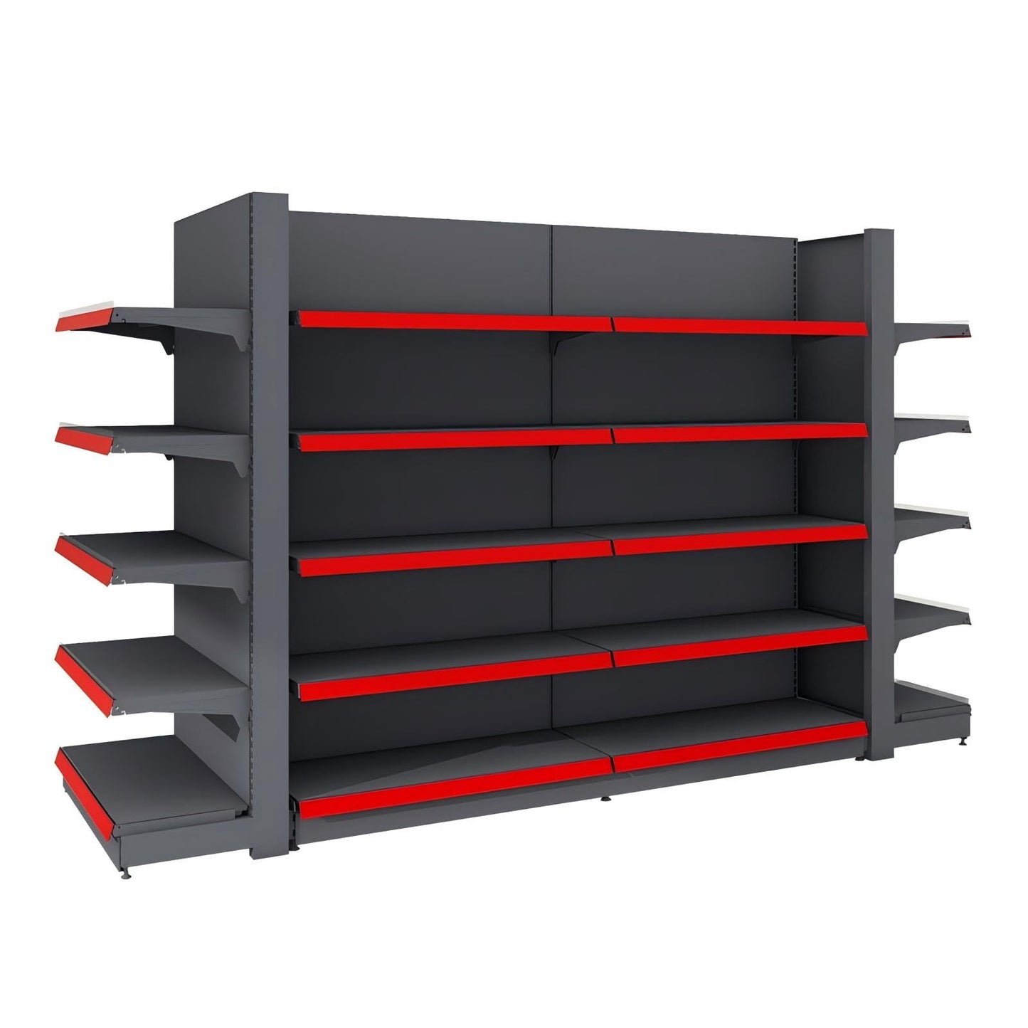 Double-Sided Retail Display Shelving Unit, Adjustable Height, Customizable Combination, 2 Colors (Black, W106*D31*H63)