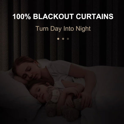 Skiennix Blackout Curtains - 100% Blackout Linen Drapes, Thermal Insulated, 50" W x 84" L, Black - 2 Panels Set