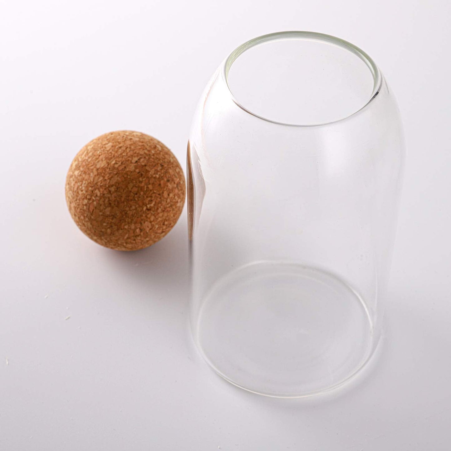 Suwimut 3 Pack Glass Storage Jar with Ball Cork Lid, Clear Glass Canisters with Cork Ball, Cute Decorative Round Glass Bottles with Airtight Wooden Lid for Spice, Sugar, Salt, Tea, Nuts, Coffee Beans
