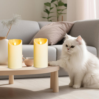 YIWER Plastic Battery Operated Candles,Pack of 6 Flameless LED Candle with 10 Key Remote and Timer Electric Fake Flickering Light D3”H6” Last 200 Hour
