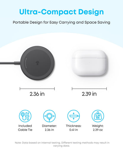 Anker Zolo Magnetic Wireless Charger, 2-Pack Qi2 Certified 15W MagSafe-Compatible Wireless Charging Pad, for iPhone 17/16/15/14/13 Series, AirPods, and More (Not for Pixel, Adapter Not Included)