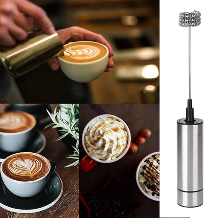 Electric Stirrer, Frother, Stainless Steel Coffee Mixer Blender, Handheld Milk Frother for Coffee