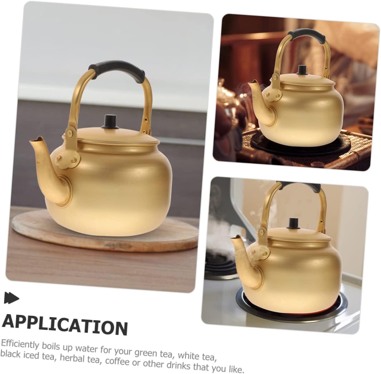 Vintage Aluminum Kettle, Hot Water Kettle Coffee Pot, Portable Water Boiler for Tea and Milk
