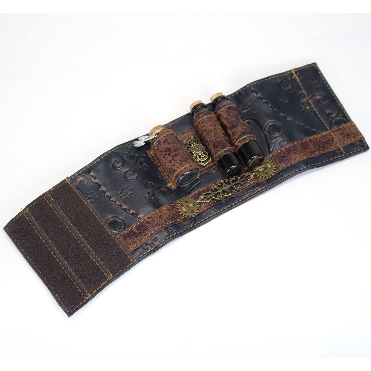 SUMGOGO Arm Bracer Cuff Armband Wrist Guard Armor Medieval Witch Wizard Magic Cork Potion Bottle Lolita Cosplay LARP Costume Accessory Decor (Coffee)