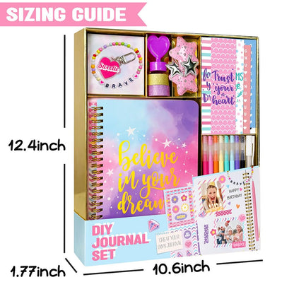 Nollh DIY Journal Kit for Girls - 200+PCS Teen Tween Girl Gifts Trendy Stuff, Stocking Stuffers, Scrapbook Supplies Stationery Set, Art Crafts Kit - Ideal Gifts for 8 9 10 11 12 13 14 Year Old Girl