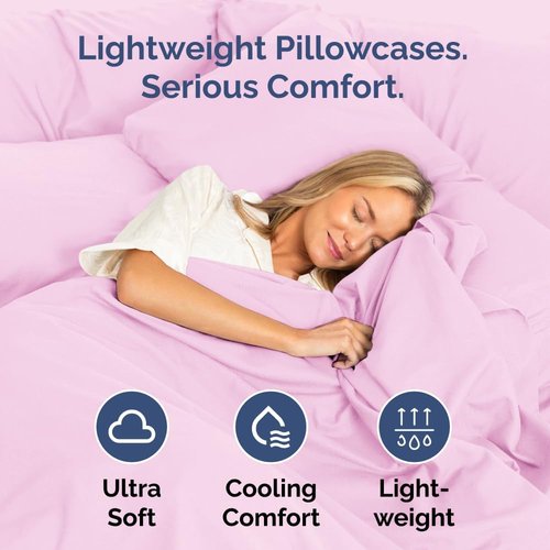 King Standard Pillow Cases - Soft Hotel Quality Covers for Comfy Bedding | Set of 4 Light Pink