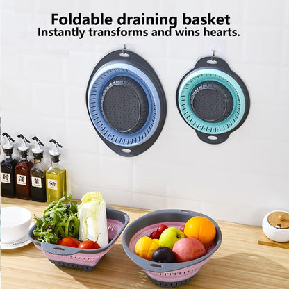 Collapsible Colander and Strainer,Silicone Strainer Colanders & Food Strainers,for Vegetable and Fruit, Kitchen Essentials (2, White, 1.3L+2.5L)