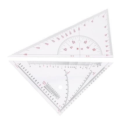 Klanata Large 405mm Marine Navigation Triangle Ruler & Protractor Set, Crystal Clear Acrylic Chart Plotting Tools for Boats and Yachts, Professional Nautical Drafting Tool (15.9in)