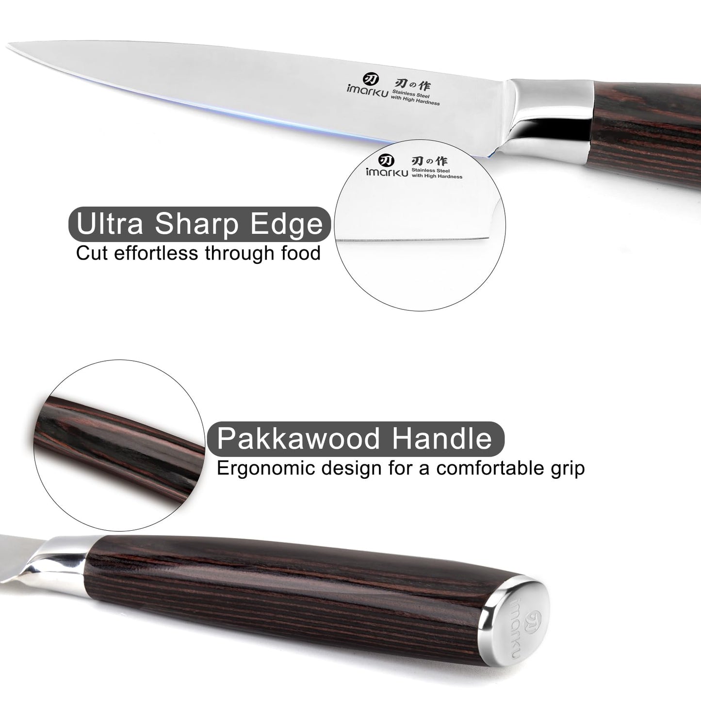imarku Paring Knife - Paring Knives, 3.5 Inch Small Kitchen Knifes - Japanese High Carbon Stainless Steel Fruit Knife, Ergonomic Pakkawood Handle, Ultra Sharp Blade, Unique Gifts for Men and Women