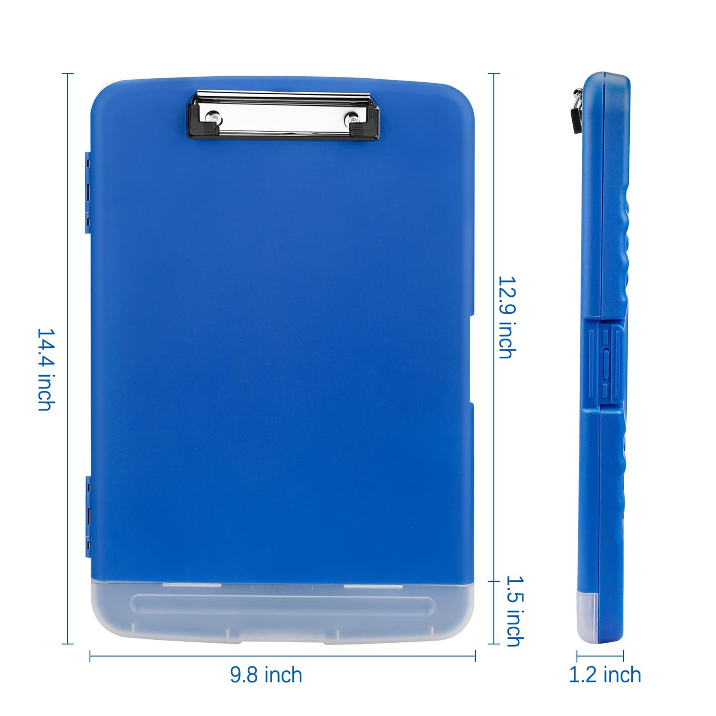 Meiikun Clipboard with Storage, Plastic Clipboards 8.5x11 with Pen Holder, High Capacity Nursing Clipboard Folder, Side Opening Storage Clip Board for Office Work Nurses Teachers (Blue)