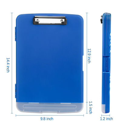 Meiikun Clipboard with Storage, Plastic Clipboards 8.5x11 with Pen Holder, High Capacity Nursing Clipboard Folder, Side Opening Storage Clip Board for Office Work Nurses Teachers (Blue)
