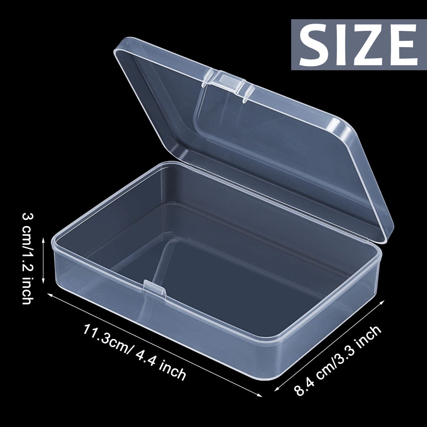 SATINIOR 48 Packs Clear Small Plastic Containers Transparent Storage Box with Hinged Lid for Small Items Crafts Jewelry (4.4 x 3.3 x 1.2 Inch)